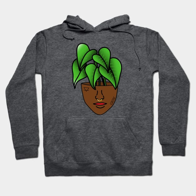 Dark Skinned Tropical Plant Person with Face Tattoos and Septum Piercing Hoodie by Tenpmcreations